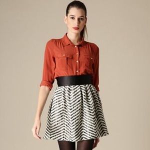 Thread Social black/white chevron full short skirt